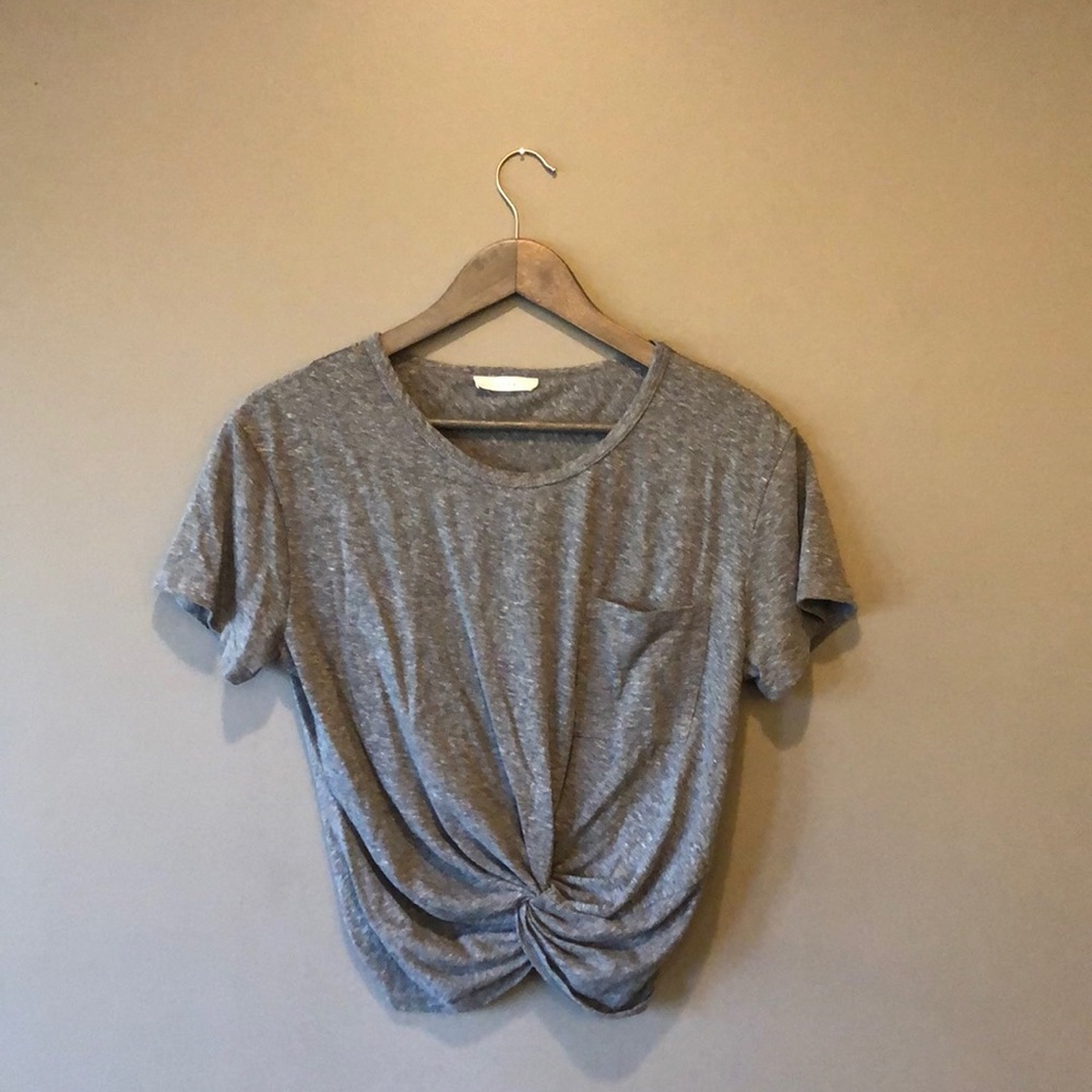 Heather Grey Cozy Cropped Pocket Tee